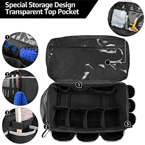 HODRANT Extra-Large Cleaning Caddy with EVA Hard Bottom with Shoulder Strap | High Capacity Cleaning Supplies Organizer for Housekeeping & Home Work, Cleaner Tools Tote Bag, Patent Design