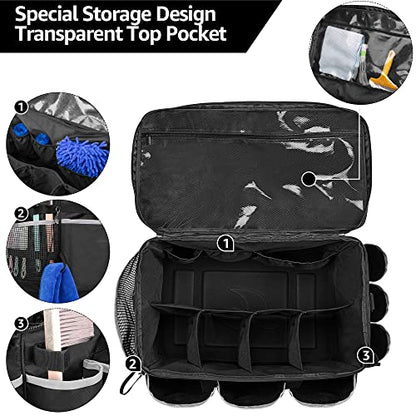 HODRANT Extra-Large Cleaning Caddy with EVA Hard Bottom with Shoulder Strap | High Capacity Cleaning Supplies Organizer for Housekeeping & Home Work, Cleaner Tools Tote Bag, Patent Design