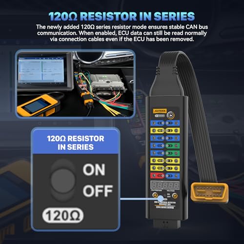 AUTOOL OBD2 Breakout Box OBDII Protocol Detector for Monitoring Signals of Protocol/Power/Grounds, ECU Connector with Multi-Function Jumper 120Ω, OBD Diagnostic Port Tester CAN Test Box