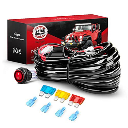 Nilight LED Light Bar Wiring Harness Kit - 2 Leads 14AWG Heavy Duty 12V On Off Switch Power Relay Blade Fuse for Off Road LED Work Light - color: 14AWG-2 Lead