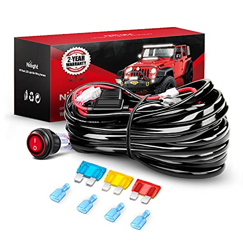 Nilight LED Light Bar Wiring Harness Kit - 2 Leads 14AWG Heavy Duty 12V On Off Switch Power Relay Blade Fuse for Off Road LED Work Light - color: 14AWG-2 Lead