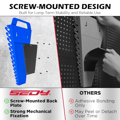 SEDY 2-Pack Magnetic Wrench Organizer with Non-Slip Handle, 24-Slot Heavy-Duty Wrench Rack Holders for Toolbox & Drawer Storage, Fits SAE 1/4"-1-1/16" and Metric 6mm-24mm Wrenches - style: 24-Slot Large Handle / 2-Pack