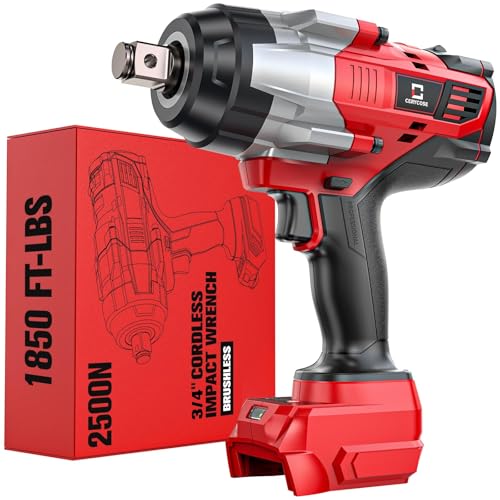 Cordless Impact Wrench 3/4 inch Compatible with Milwaukee Battery, Cerycose1850ft-lbs (2500N.m) Brushless Electric Impact Gun, High Torque Impact Driver, Bare Tool Only，Heavy-Duty Automotive - size: 3/4inch, style: 3/4inch Fit for Milwaukee(No battery)