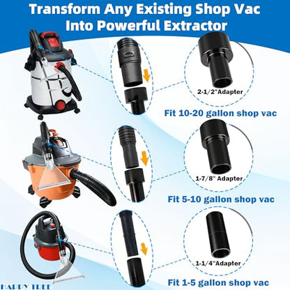 Happy Tree Universal Fits All Shop Vacs Large 7-1/2" Clear Extraction Head with 2-1/2" &1-7/8" & 1-1/4" Adapters for Auto Detailing, Shop Vac Extractor Attachment for 1-26 Gallon Wet Vacuum Cleaners - size: Large