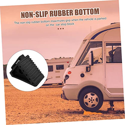 STOBAZA Portable Rubber Wheel Chocks 2-Piece Set for Cars RVs and Trailers Anti-Slip Tire Support Ramp for Stability