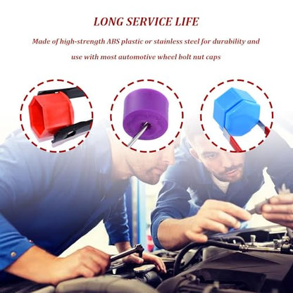3PCS Car Wheel Lug Cap Removal Tool Set, 3 Type Car Wheel Hub Removal Tool, Auto Wheel Bolt Cap Removal Tool Hook & Nut Caps Lug Puller, Universal Nut Caps Lug Puller for Most Vehicles
