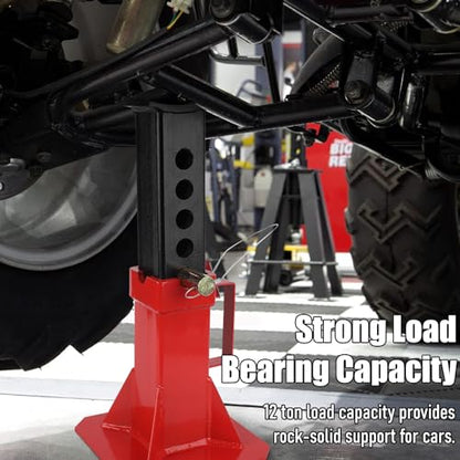 2 Pack 12-Ton Pin Lock Jack Stands, Quick Adjustable Height 11-18 Inch Steel Jack Stands, Carbon Steel Construction for Supporting Trucks, RVs, Trailers & Automotive Vehicles. - size: 12T