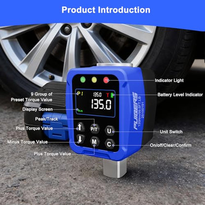Digital Torque Wrench Adapter 1/2" Drive 5-99.5 Ft.lb/6.75-135NM, Electronic Torque Adapter with 1/4” & 3/8” Converters LCD Display ±1% Accuracy for Bike Car & Motorcycle Maintenance DIY - size: 1/2" 5-99.5 FT.LB Digital Torque Adapter