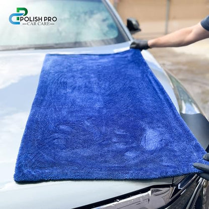 Polish Pro Microfiber Car Drying Towel, Set of 3pcs: X-Large 35"x 24" + Small 16"x16" + Free Wash Mitt, Ultra Absorbent, Microfiber Drying Towel for Cars. 1400GSM.