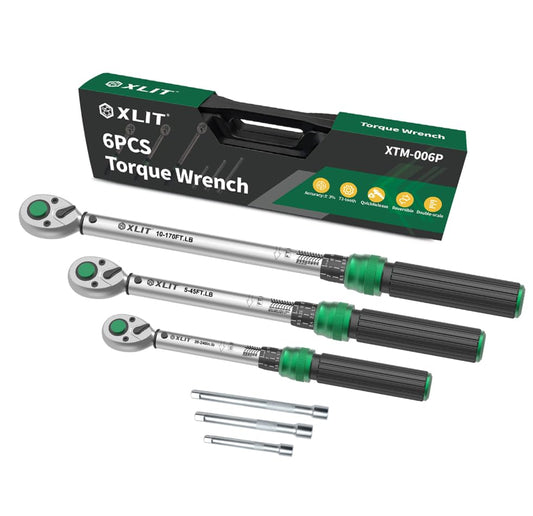 3-Piece Torque Wrench Set - 3 Click Wrenches (1/4", 3/8", 1/2") with 3pc Extension Bars, 72-Tooth Ratchet, ±3% Accuracy, for Automotive, Motorcycle & E-Bike - size: Set (1/4", 3/8", 1/2"), Multiple Ranges