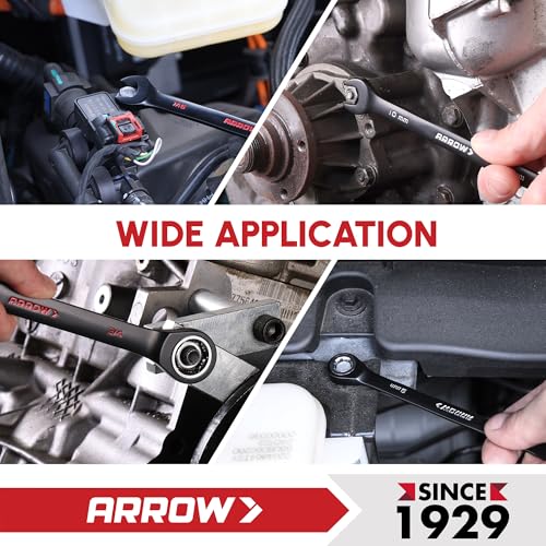 ARROW 24PCS Ratcheting Wrench Set Metric and Standard, Anti-Slip 6-18mm & 1/4"-3/4" Combination Ratchet Wrench Set with 2 Magnetic Tool Holders, CRV Material, 72-Teeth, Easy to Carry & Store - style: Metric & SAE