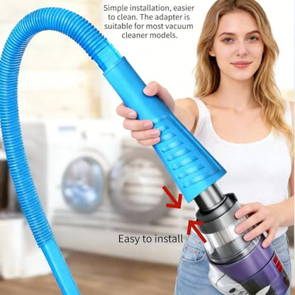 Dryer Vent Cleaner Kit - Universal Vacuum Hose Attachment & Lint Brush, Effectively Clean Clogged Dryer Ducts, Fit Most Vacuums for Dryer, Refrigerator Coils & Behind Appliances - color: Blue