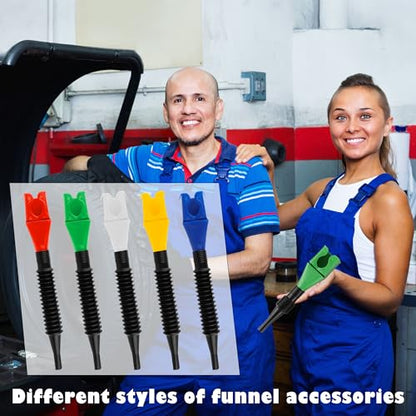 30 Pcs Automotive Funnel Set Wide Mouth Fuel Oil Funnel Plastic Long Neck Funnels for Automotive Flexible Right Angle with Detachable Spout and Filter for Water Gasoline Coolant Engine