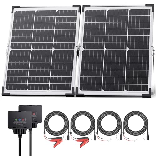 40W 12V Solar Trickle Charger, 2PCS 20W 12V Solar Battery Charger for Car Battery with Smart Controller, Waterproof Battery Maintainer for RV Battery Boat Dump Trailer - size: 20W 2-Pack