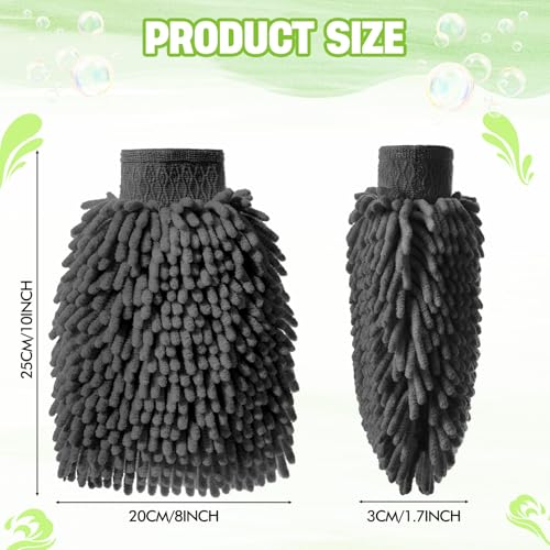 48 Pack Car Wash Mitt Bulk Microfiber, 10'' x 8'' Chenille Car Wash Mitt Gloves, Scratch Free Double Sided No Lint No Marks for Truck SUV and All Vehicle Surfaces (Grey) - color: Grey