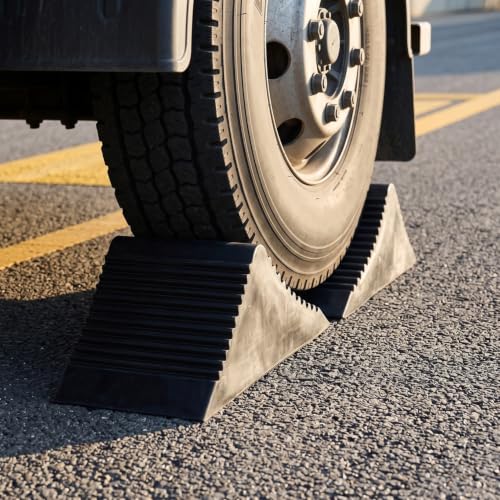 ibasenice Rubber Wheel Chocks 4-Pack 4.72"x3.93"x5.90" Heavy-Duty Anti-Slip Tire Stoppers for Trailer, RV, Truck, Camper, Garage—Secure Parking & Wheel Change