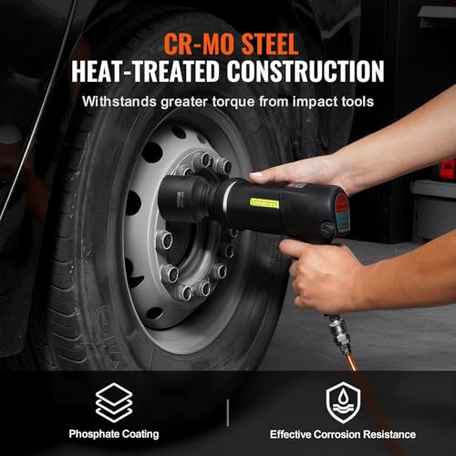 VEVOR Axle Nut Impact Socket Set - 1/2" Drive 6-Point 4-Piece SAE Spindle Nut Socket CR-MO Heat Treated Large Socket Set with Storage Case for Auto Repair, Removing or Installing Axle Nuts - style: 1/2" 4PCS CR-MO