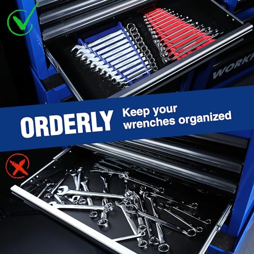 WORKPRO 4-Pack Magnetic Wrench Organizer, 12-Piece Wrench Holder Set | for Tool Box Drawer Chest, SAE (1/4" - 15/16") and Metric (6 mm - 24 mm) - style: Magnetic Wrench Organizer(4PC)