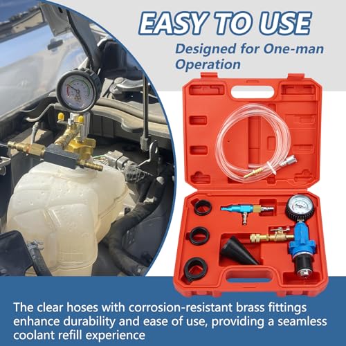 Cooling System Vacuum Purge Radiator Coolant Refill Tool Kit with Universal Adapters Coolant Vacuum Refill Kit