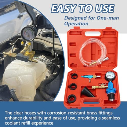 Cooling System Vacuum Purge Radiator Coolant Refill Tool Kit with Universal Adapters Coolant Vacuum Refill Kit