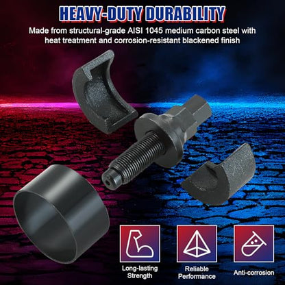 NYXOVA Power Steering Pump Pulley Removal Tool, Power Steering Pulley Puller Installer Tool Set, Pump Pulley Puller Remover and Installer Tools Compatible with Ford (Blue)