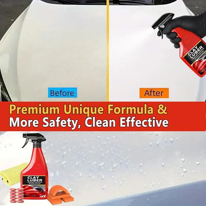 Heavy Duty Auto Detailing Clay Bar Kit with Clay Luber Synthetic Lubricant - 4 Clay Bars, 10 Pack Lubricant Tablets, Spray Bottle & Microfiber Towel for Car Paint Cleaning