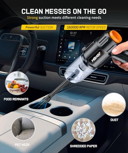 Car Vacuum Portable Cordless, High Power Suction & Blower, Handheld Vacuum Cleaner for Car, Home, Desktop, Keyboard,Birthday Gifts for Men Dad Husband(Ebony Black)