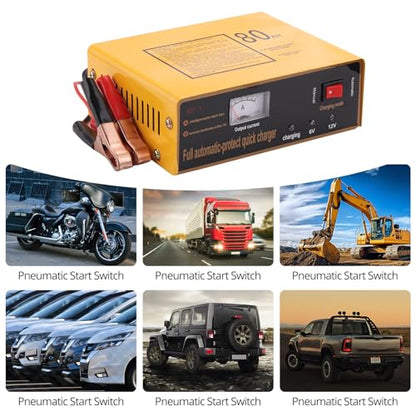 6V 5A and12V 8.5A Car Battery Charger,Smart Battery Trickle Charger Maintainer 4 Charging Mode for Automotive Motorcycle Truck Boat Toy Car Lawn Mower Lead Acid Batteries (Yellow) - color: YELLOW