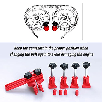 IHOTDER 5PCS Car Dual Cam Clamp Camshaft Kit - Anti Slip Locking Timing Tool Kit for Single/Twin/Quad Camshaft Clamp Engine - Universal Car Accessories Cam Bearing Tool