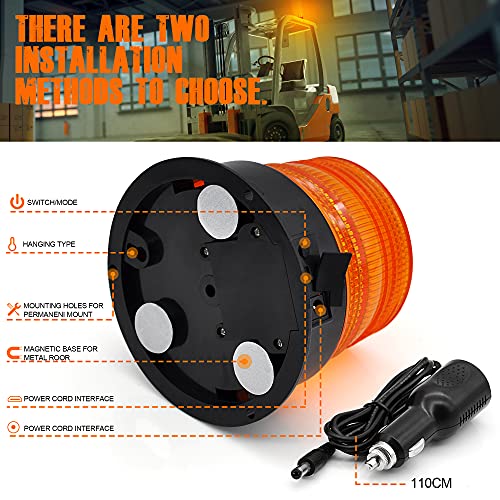 AnTom 2PCS Wireless Strobe Light Amber Warning Beacon Light for Trucks | Magnet Mount Rechargeable Waterproof Emergency Safety LED Rotating Flashing Light for Postal Car, Plowing Tractor, Golf Cart - color: Amber 2PCS