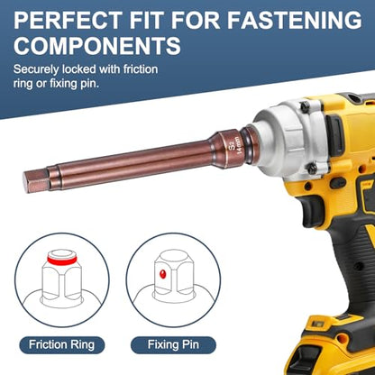 HARFINGTON 2pcs Impact Hex Bit Socket 1/2" Drive 14H (14mm) Hex Bits 6" Length S2 Steel Metric Impact Wrench Socket Adapter Tool for Automotive Repair Industrial Construction and Home DIY - size: H14 x 1/2" x 6"