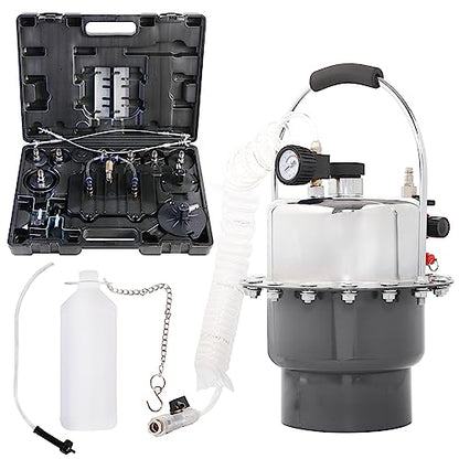 YSTOOL Brake Bleeder Kit Pneumatic Pressure Brake Clutch Fluid Bleeding Tool Set with Master Cylinder Adatpers Air Power Pressurized Oil Change Bleeder Machine and Waste Oil Collection Bottle (Black) - color: Black