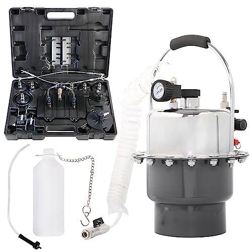 YSTOOL Brake Bleeder Kit Pneumatic Pressure Brake Clutch Fluid Bleeding Tool Set with Master Cylinder Adatpers Air Power Pressurized Oil Change Bleeder Machine and Waste Oil Collection Bottle (Black) - color: Black