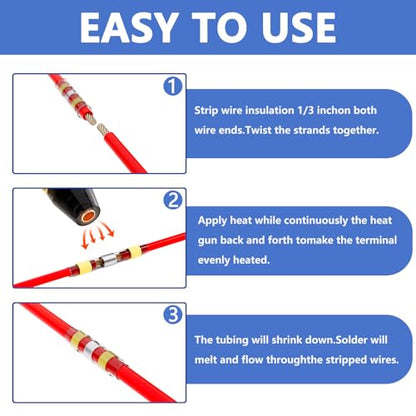 810 PCS Solder Seal Wire Connectors with Heat Gun, Self Soldering Heat Shrink Butt Connector, Waterproof Insulated Electrical Terminals Ideal for Marine, Automotive, Boat, and Truck Wiring