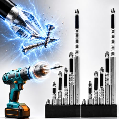 High Magnetic Drill Bit Set: K5 Impact Resistant Anti-Slip Bits, Non-Slip Alloy Steel for Impact Drivers, DIY/Pro Use 6pcs (25-150mm) (6, chrome plated) - color: Chrome Plated