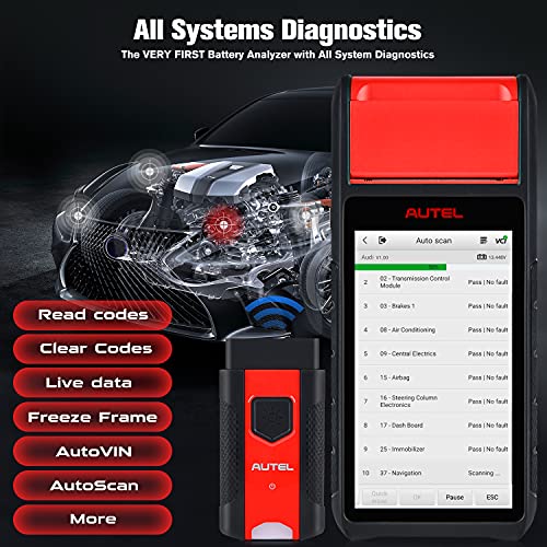 Autel MaxiBAS BT608 (E) Car Battery Tester (Free Update), 2026 Up BT508 BT506, 6V 12V (100-3000 CCA) Digital Auto Battery Analyzer Charging Cranking System Test, Adaptive Conductance, Built-in Printer