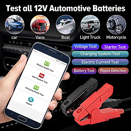 Launch Upgraded BST360 6V 12V Car Battery Tester, Bluetooth Battery Load Tester Charging Cranking System Analyzer for Android/iPhone/Launch X431, 100-2000 CCA Alternator Tester Voltmeter