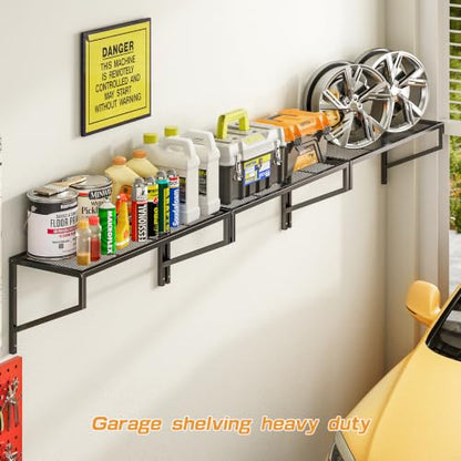 ThreeHio 3 Pack Garage Wall Shelving, Heavy Duty Garage Shelves Wall Mount, Hanging Storage Rack Wire Shelving for Garage Organization Tool Organizer, Floating Shelves for Laundry Living Room Study