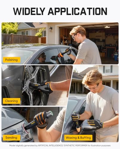 Fanttik P10 Pro Mini Car Buffer Polisher, 4000mAh Cordless Rotary Car Polisher Waxer, 2 Inch/3 Inch, 3 Variable Speed 300-950 RPM Car Detailing Kit for Polishing, Sanding, Waxing and Cleaning