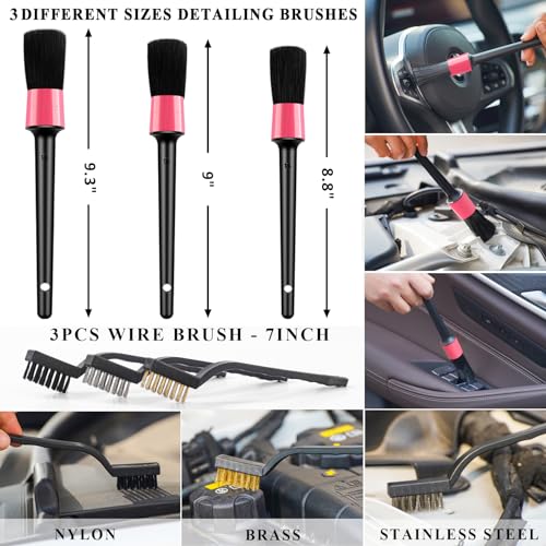20Pcs Car Cleaning Wash Kit Interior Detailing Cleaner Kit with High Power Handheld Vacuum, Brush Set, Windshield Tool, Duster, Towels, Complete Car Care Tools, Pink - color: Pink, size: 20Pcs