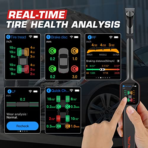 Autel Tire Brake Examiner MaxiTPMS TBE200(E): 2026 L~aser Tire Tread Depth & Brake Disc Wear Tester, 1.65” AMOLED Touchscreen, Upgrade of TBE100, Scan DOT, Dual Camera, Repair Tips Work w/ ITS600(PRO)