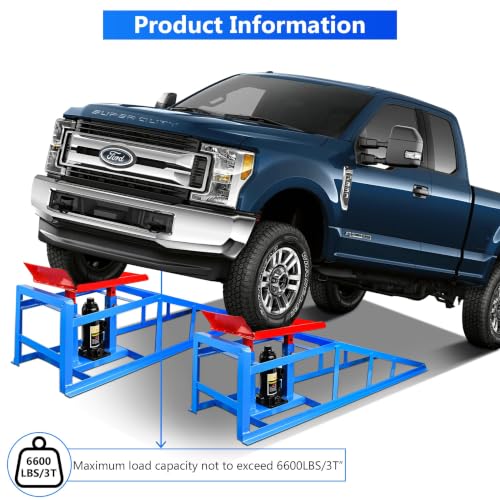 Car Ramps for Oil Changes Vehicle Ramps for Garage 2 Ton (4500 lb) Lifting Capacity, Nestable & Portable Auto Service Ramp （Red Blue） - color: Red Blue