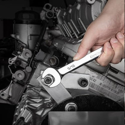 DURATECH 9/16" Combination Wrench, SAE | CR-V Constructed, Mirror Polish, 12-Point, 15-Degree Offset - size: 9/16"