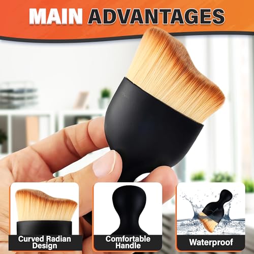 NADOBA Car Interior Cleaning Brush Set of 3, 2.29" x 3.98", Nylon Bristles | Car Interior Brush; Waterproof Plastic Handle, Transparent Storage Case; Reaches Dashboard, AC Vents, and Console