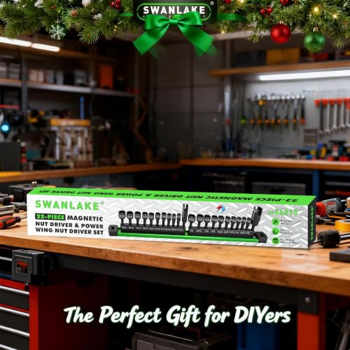 22-Piece Magnetic Nut Driver Set, Metric & SAE (5-13mm & 3/16"-1/2"), 1/4" Hex Shank Impact Bit Set, Wing Nut Driver Bits, Magnetic Aluminum Storage Rail - style: Nut Driver Set with Rail