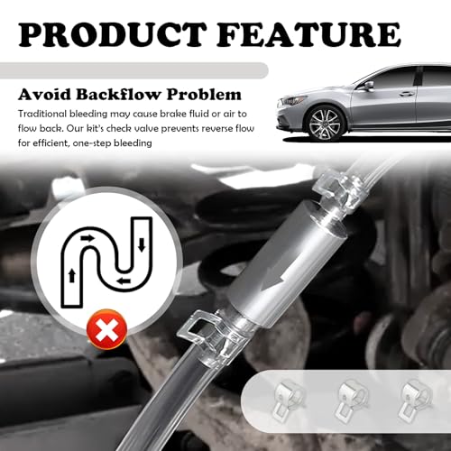 OFBAND Car Brake Bleeder Kit with One Way Check Valve,Transparent Car Brake Bleeder Hose One Way Check Valve & Brakes Bleeders Caps Kit,Practical One Ways Brakes Bleeders Valves Hose Kits - color: 1PC