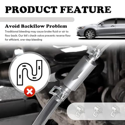 OFBAND Car Brake Bleeder Kit with One Way Check Valve,Transparent Car Brake Bleeder Hose One Way Check Valve & Brakes Bleeders Caps Kit,Practical One Ways Brakes Bleeders Valves Hose Kits - color: 1PC