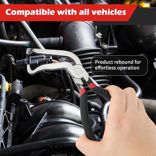 3Pcs Electrical Disconnect Pliers 37960, 37980, Fuel Line Petrol Clip Pipe Plier, Angled Wire Plug Removal Tool Set for Car Push Tab Style Plugs Separator(COLOR:black)