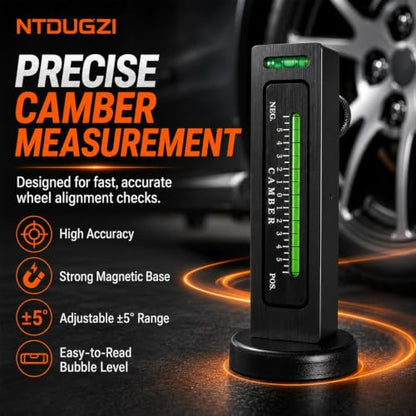 Magnetic Alignment Camber Gauge Wheel Tool Caster Measuring Level Vehicles | Adjustable -5° to +5° Range, Bubble Level Compact Plastic Body for Automotive Car Truck Rv Tire Repair Checks(White-2pcs) - color: White-2pcs