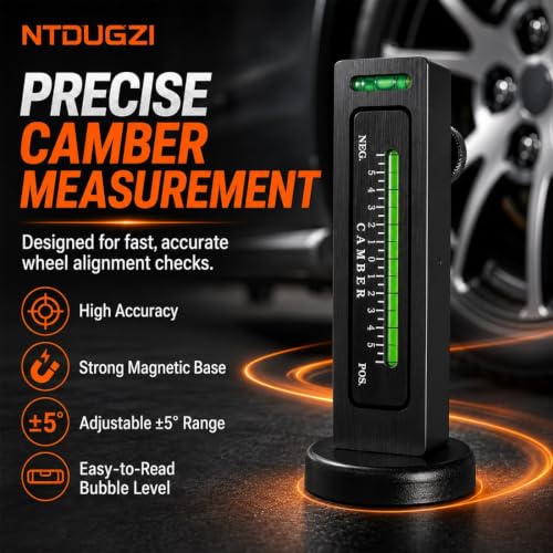 Magnetic Alignment Camber Gauge Wheel Tool Caster Measuring Level Vehicles | Adjustable -5° to +5° Range, Bubble Level Compact Plastic Body for Automotive Car Truck Rv Tire Repair Checks(White-1pc) - color: White-1pc